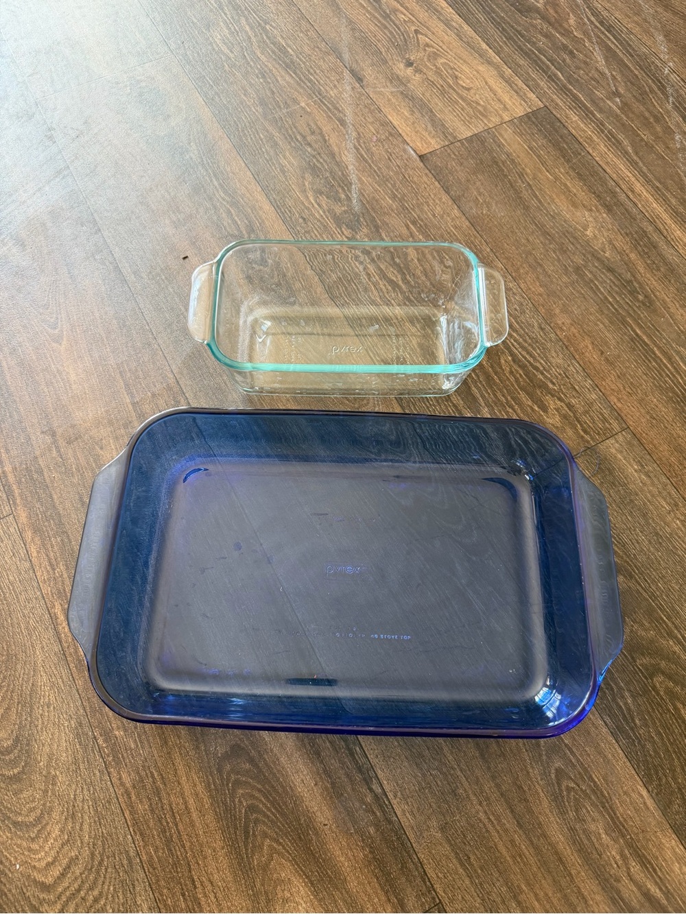 pyrex Glass Baking Dishes - Clear and Deep Blue